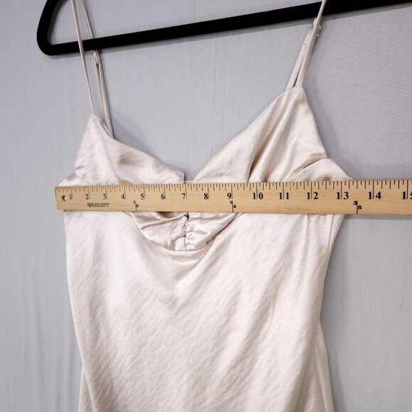 Princess Polly Satin Slip Mini Dress Size 6 Womens Champagne Spaghetti Strap - Picture 7 of 11